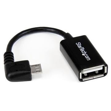 Câble adaptateur Micro USB à angle droit vers USB Host OTG de 12cm - Mâle / Femelle