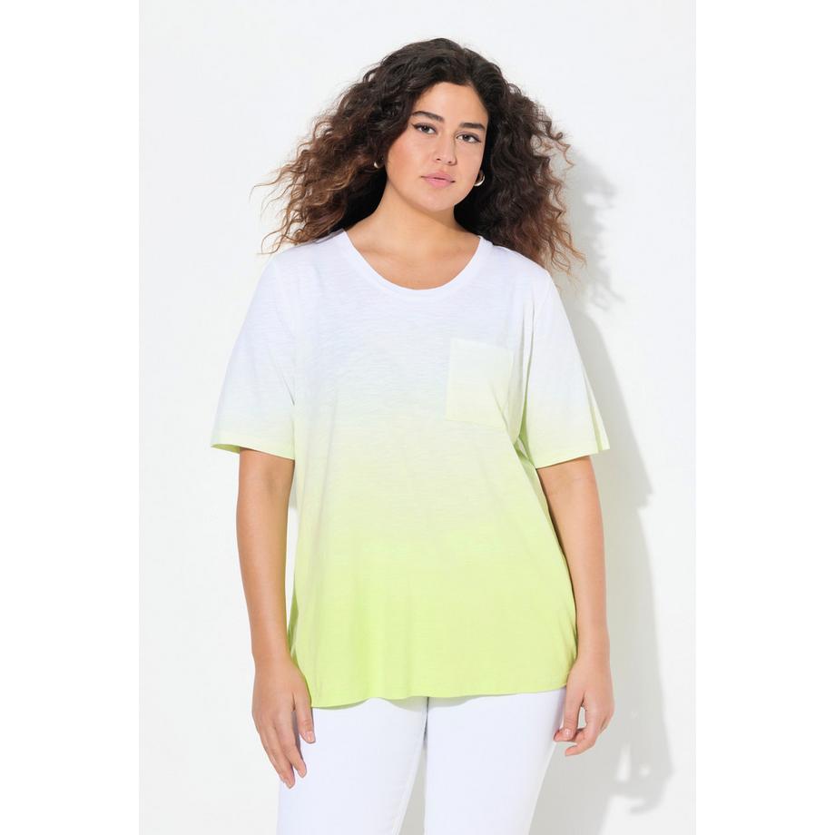 Ulla Popken T-Shirt Coupe Évasée Motif Bateau Col V Manches Courtes  