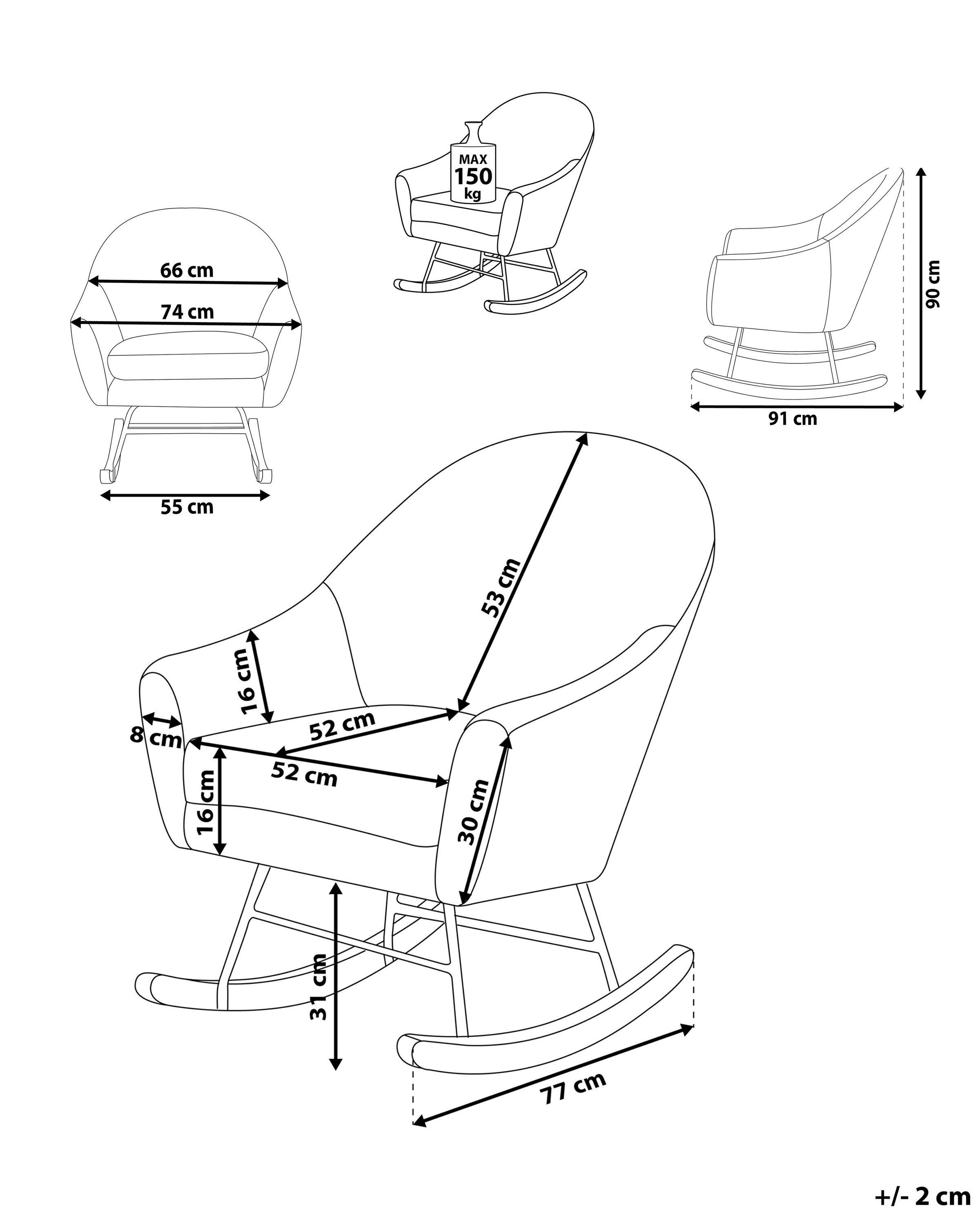 Beliani Fauteuil à bascule en Velours Glamour OXIE  