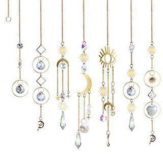 Alopini 7 Stück Sonnenfänger Kristall, Sonnenfänger Garten Mond Stern Regenbogen hängend Kristall  