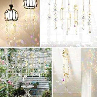 Alopini 7 Stück Sonnenfänger Kristall, Sonnenfänger Garten Mond Stern Regenbogen hängend Kristall  