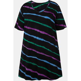 Ulla Popken  T-shirt long, imprimé batik, silhouette en A, col V, manches mi-hauteur 