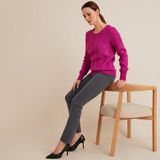 La Redoute Collections  Feinstrickpullover mit Rundhalsausschnitt & Pointelle-Muster 