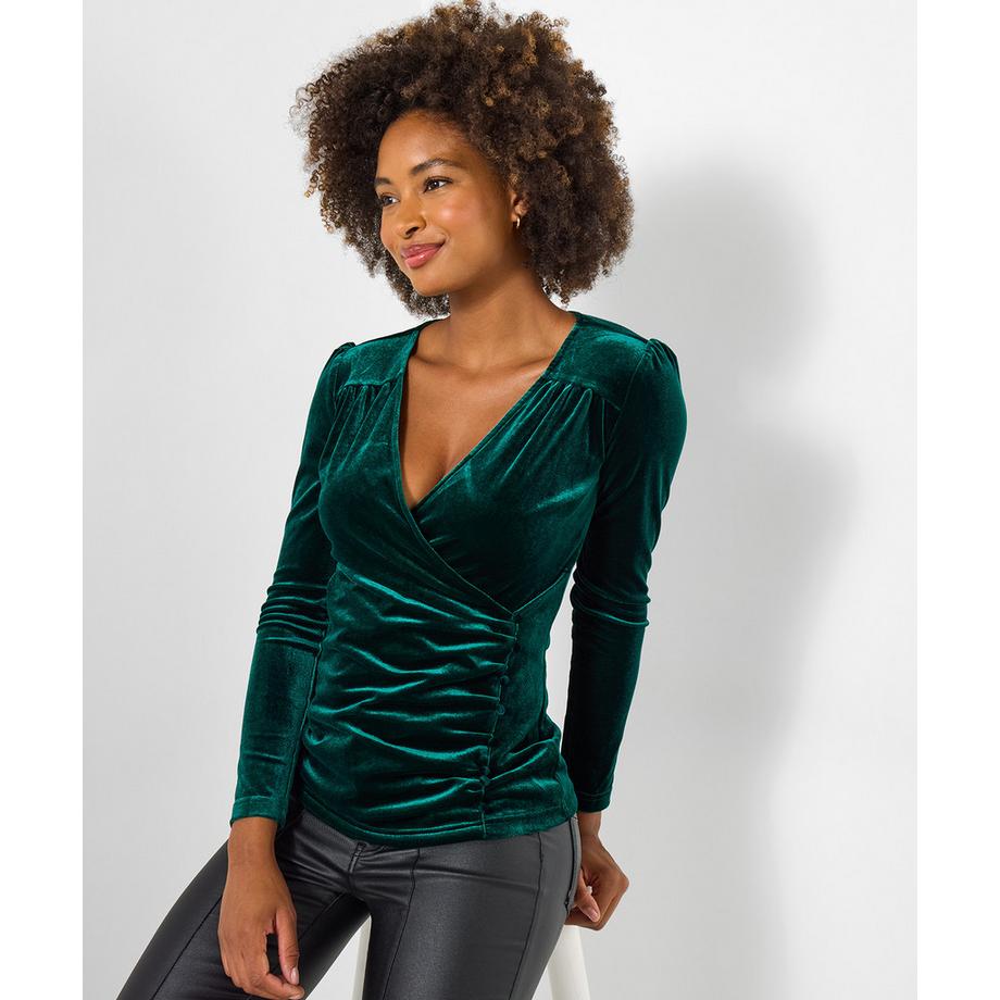 Velours-Top in Wickeloptik