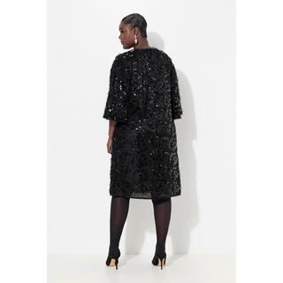 Ulla Popken Abito Frange Paillettes Scollo a V Maniche 3/4  