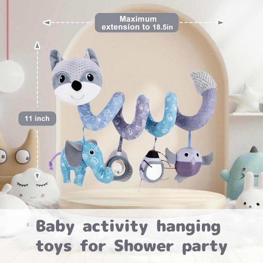 Activity-board  Autositzspielzeug, Babyspirale, Plüsch, zum Aufhängen, für Kinderwagen, Stange, Kinderwagen, Krippe, mit Spieluhr, BB-Quietsche und Rassel 