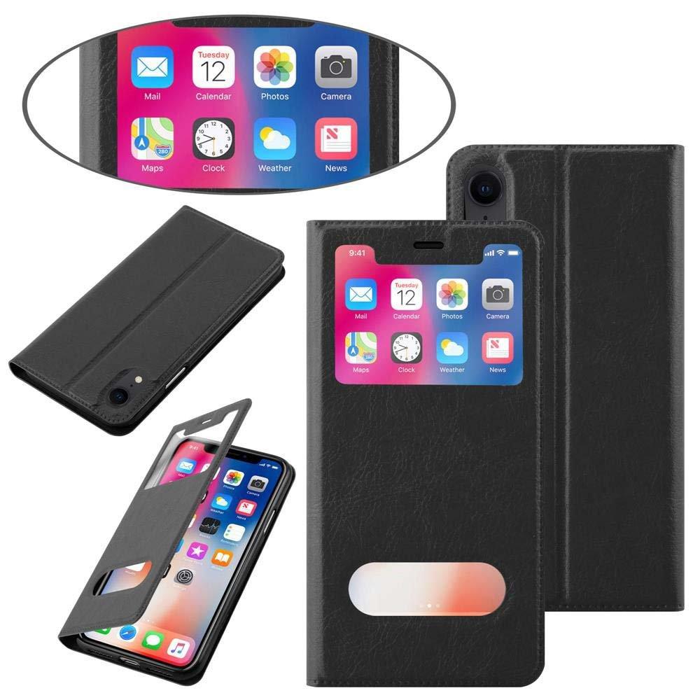 Cadorabo  Housse compatible avec Apple iPhone XR - Coque de protection avec fermeture magnétique, fonction de support et 2 fenêtres de visualisation 