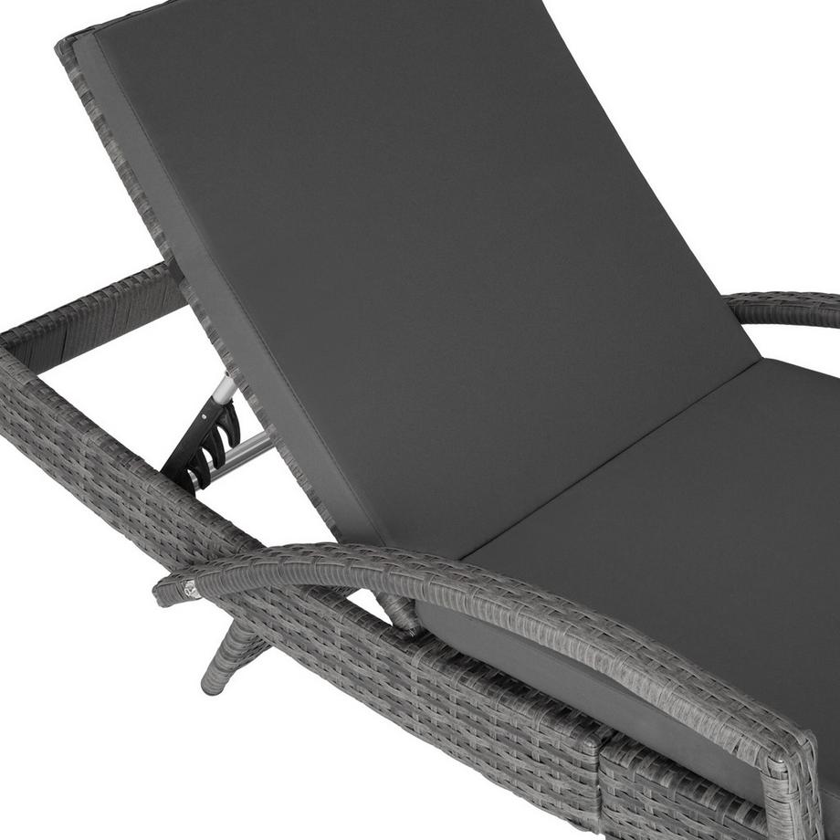 Tectake Aluminium Rattan Sonnenliege Océane wetterfest und UV-beständig 5-fach verstellbare Rückenlehne  