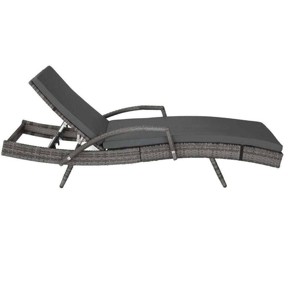 Tectake Aluminium Rattan Sonnenliege Océane wetterfest und UV-beständig 5-fach verstellbare Rückenlehne  