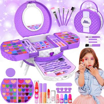 Kinderschminkset Schminkkoffer mit tragbarem Ständer, abwaschbares Make-up Kinderschminkset