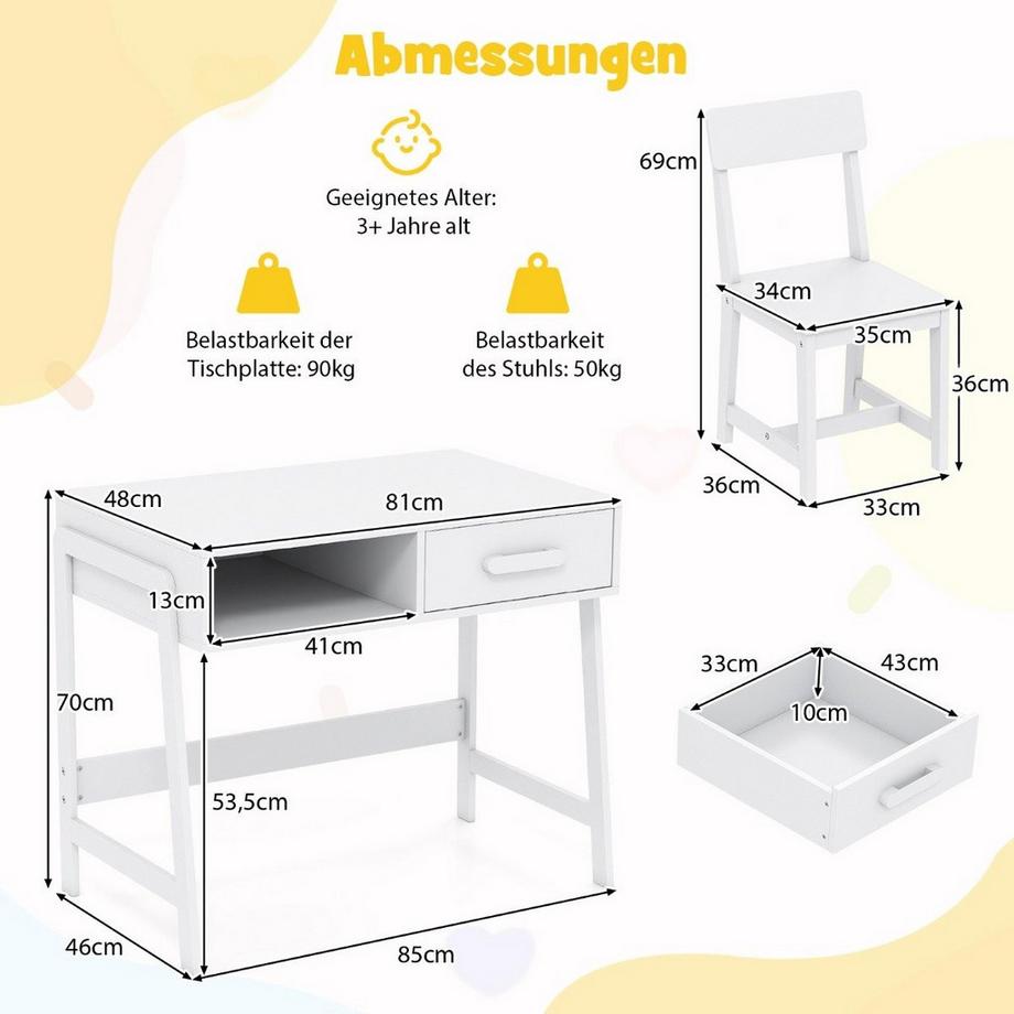 Northix Ensemble de bureau pour enfants avec chaise  