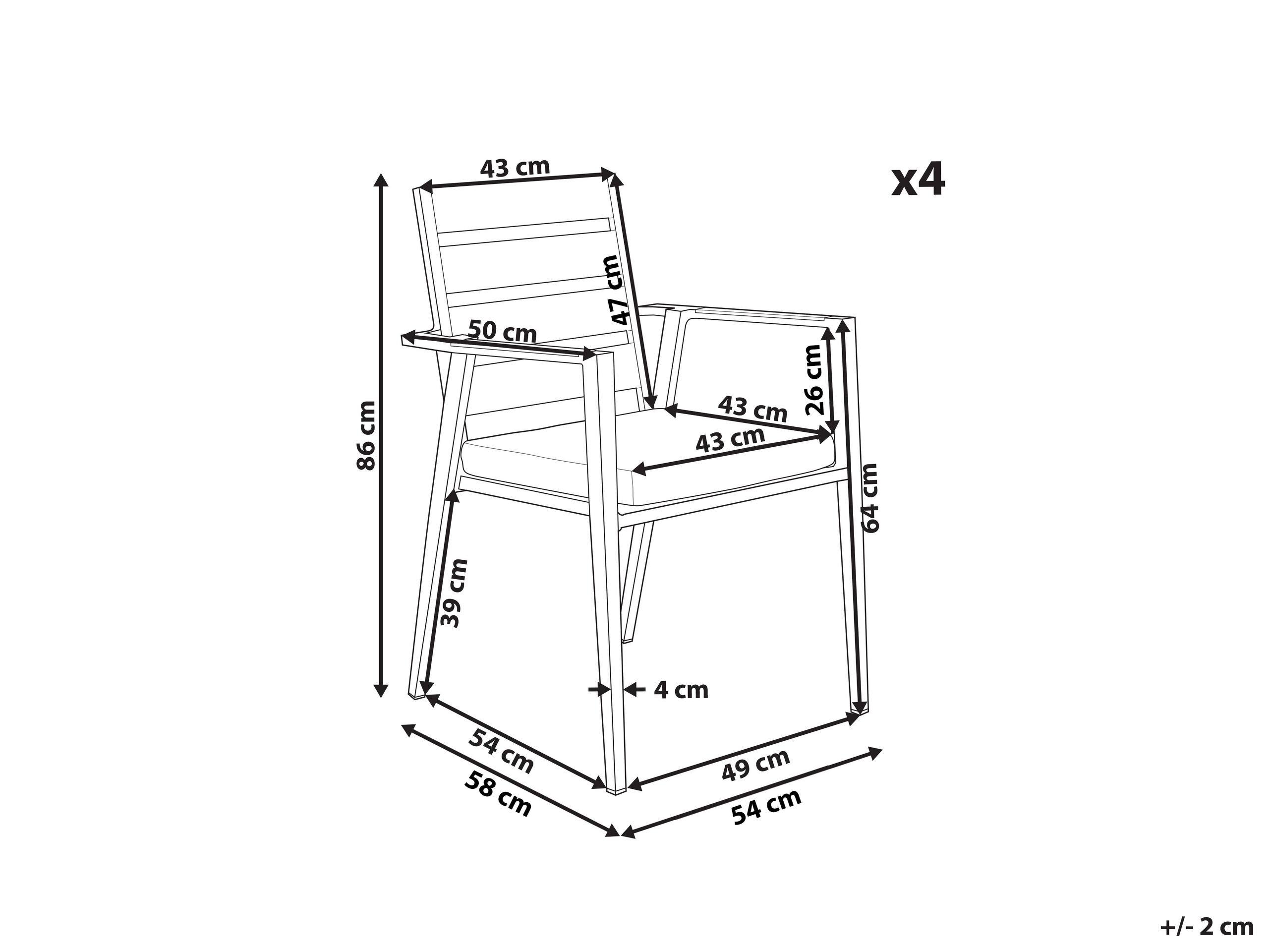 Beliani Set mit 4 Stühlen aus Aluminium Modern TAVIANO  