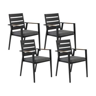 Beliani Lot de 4 chaises de jardin avec coussins en Aluminium Moderne TAVIANO  