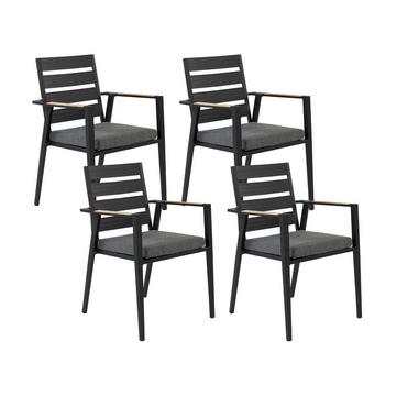Lot de 4 chaises de jardin avec coussins en Aluminium Moderne TAVIANO