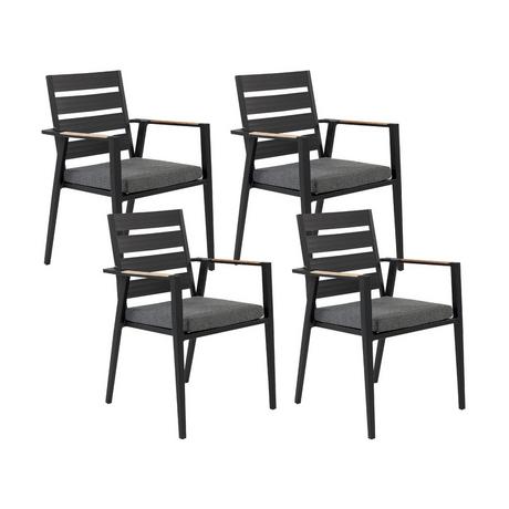 Beliani Lot de 4 chaises de jardin avec coussins en Aluminium Moderne TAVIANO  