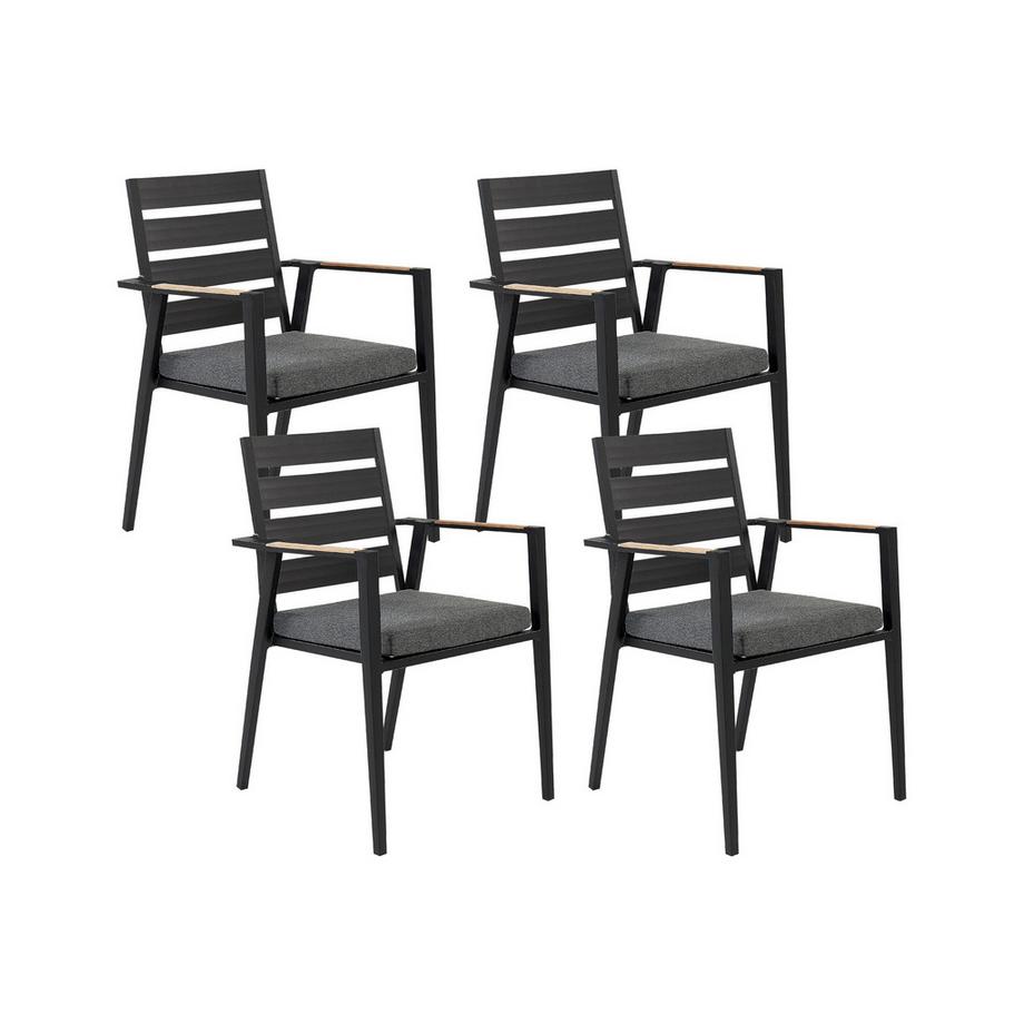 Beliani Set di 4 sedie da giardino con cuscini en Alluminio Moderno TAVIANO  