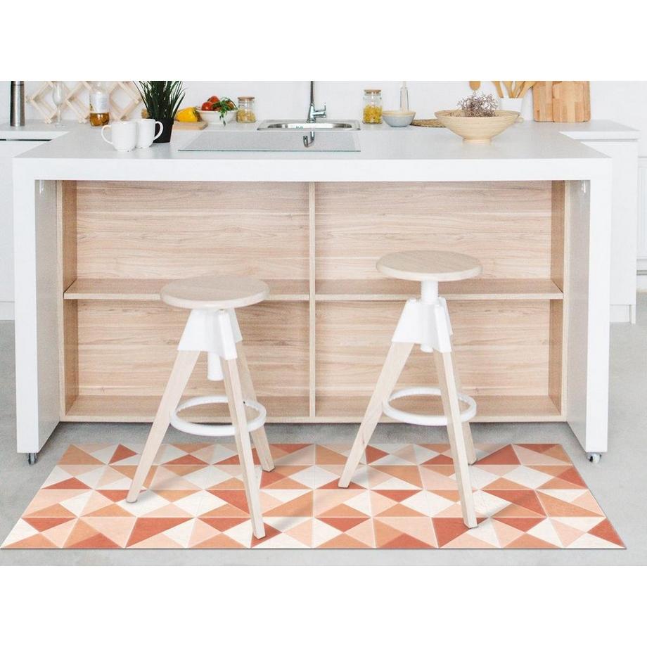 Vente-unique  Tapis de couloir géométrique en vinyle - 66x160 cm - Orange - MYRALA 