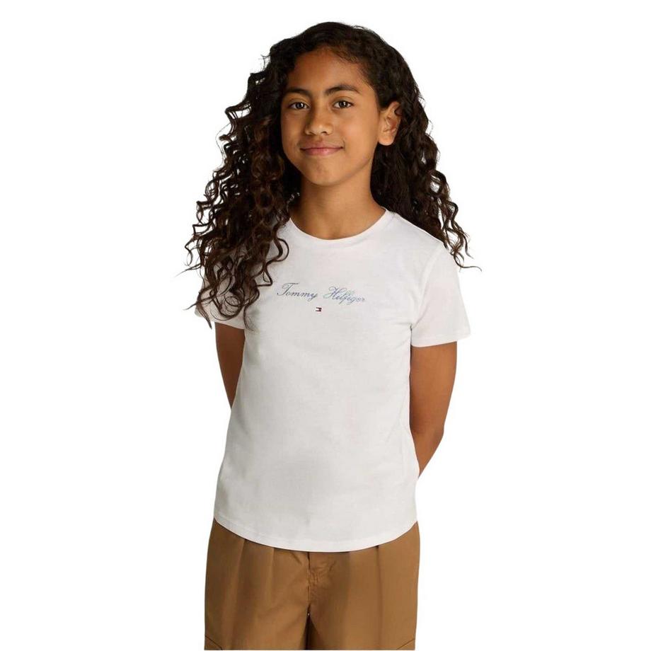 TOMMY HILFIGER  Maglietta Aderente Scritta Girocollo Ragazze 