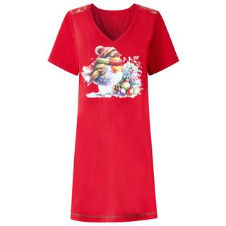 Joe Browns Camicia da Notte Festiva in Jersey con Stampa Pettirosso  