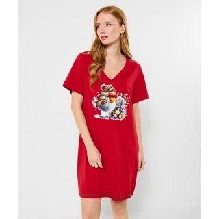 Joe Browns Camicia da Notte Festiva in Jersey con Stampa Pettirosso  