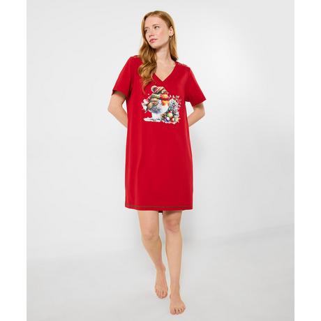 Joe Browns Camicia da Notte Festiva in Jersey con Stampa Pettirosso  