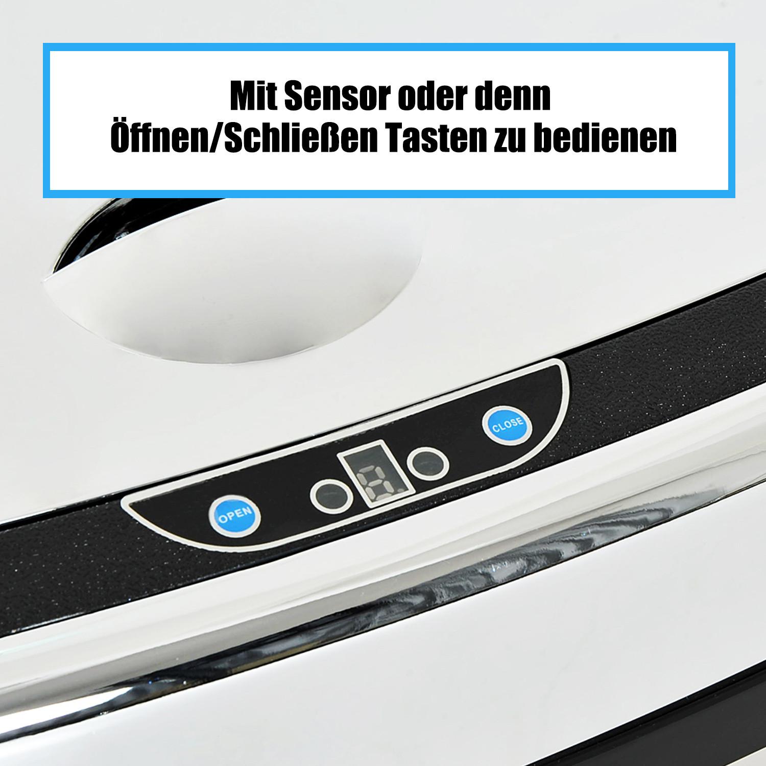 HOMCOM Sensor Mülleimer, Edelstahl, ABS, Silber  