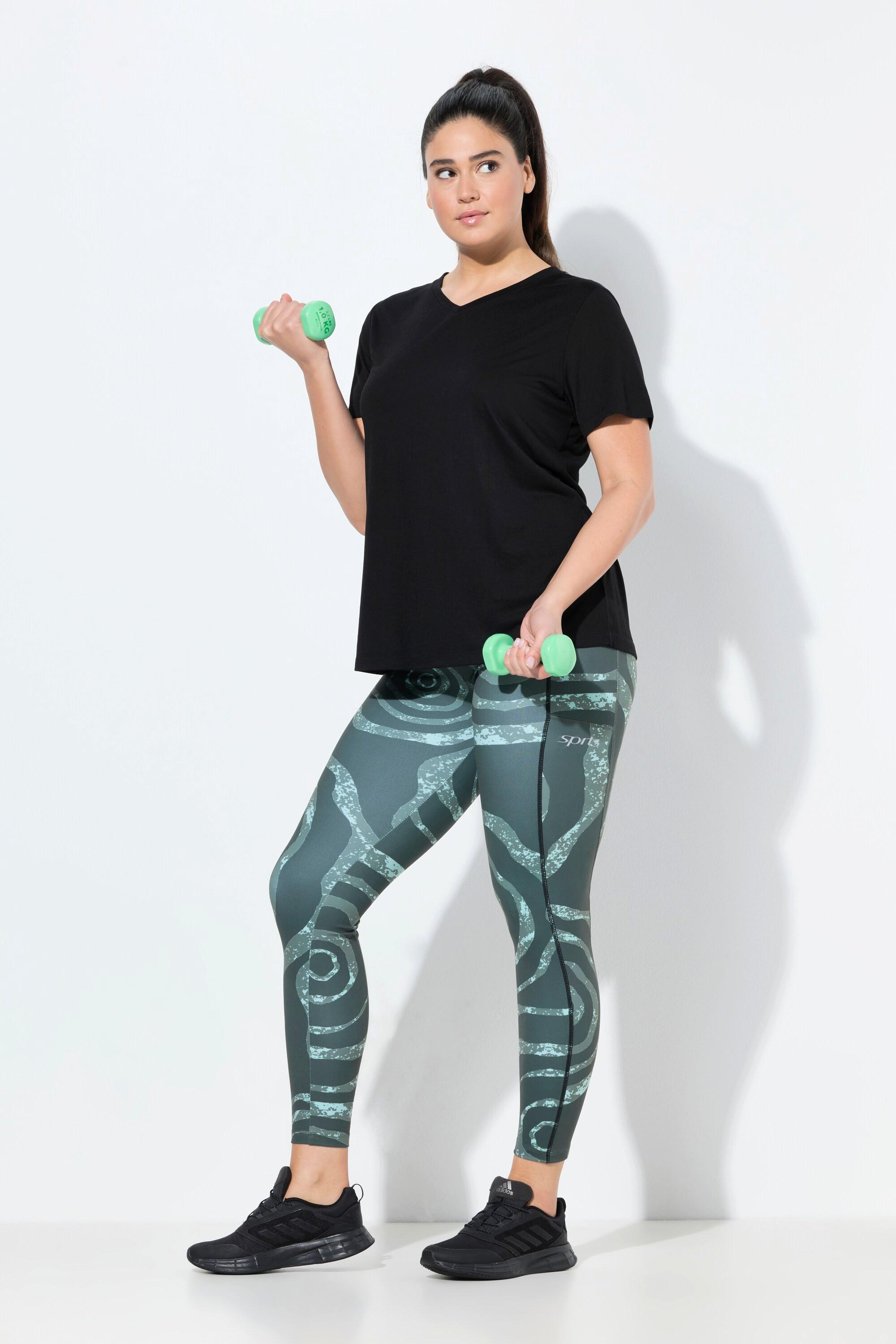Ulla Popken Leggings sportivi asciugatura rapida con tasche riciclato  
