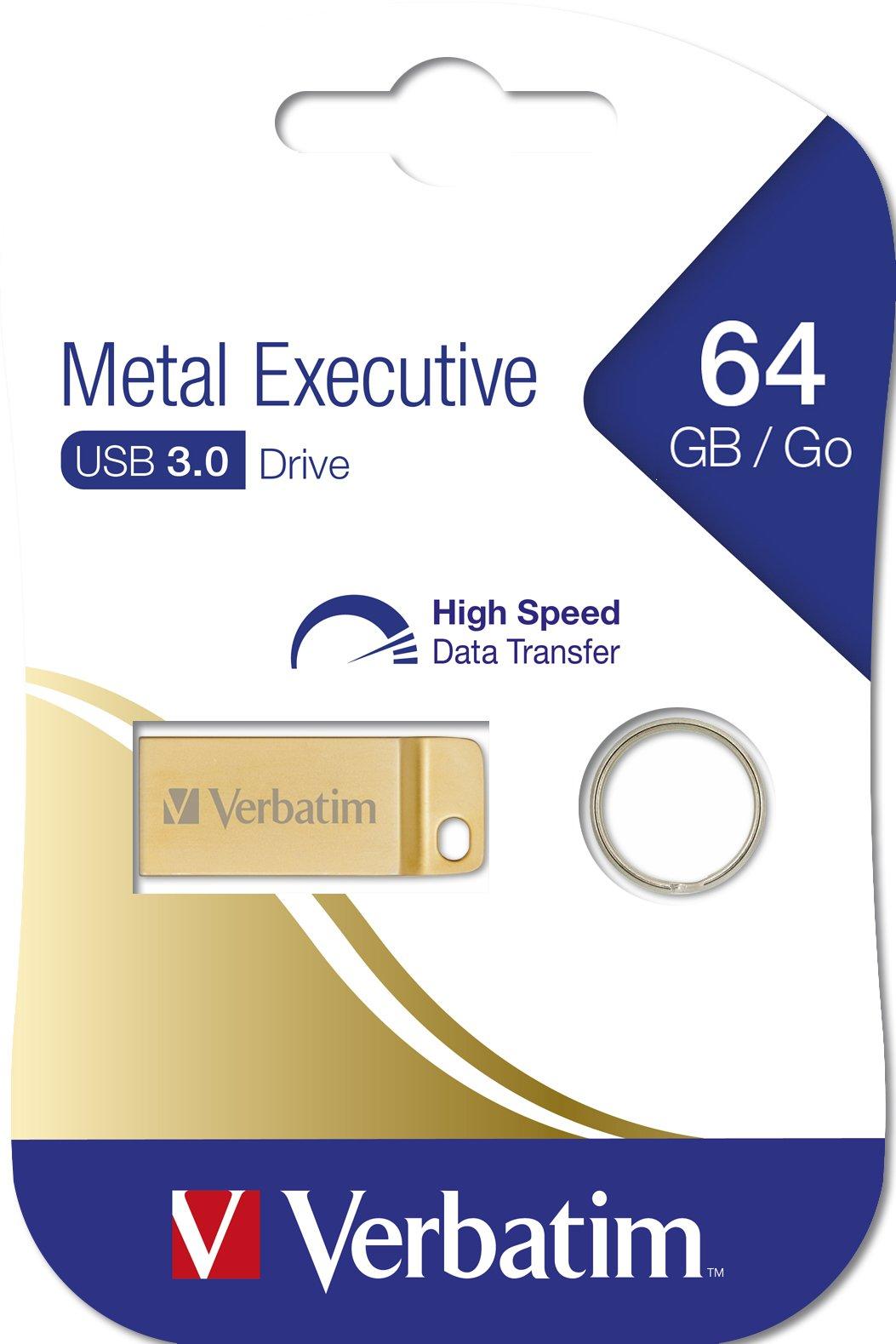 Verbatim  USB DRIVE 3.0 METAL EXECUTIVE 64GB GOLD 