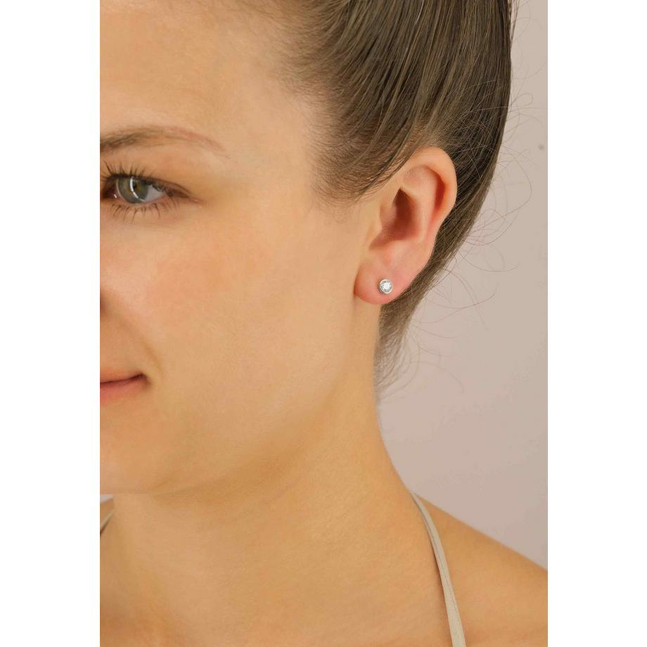 MUAU Schmuck  Solitär Ohrstecker Zargen-Fassung Weissgold 750 Brillanten 0.50ct. 6.5mm 