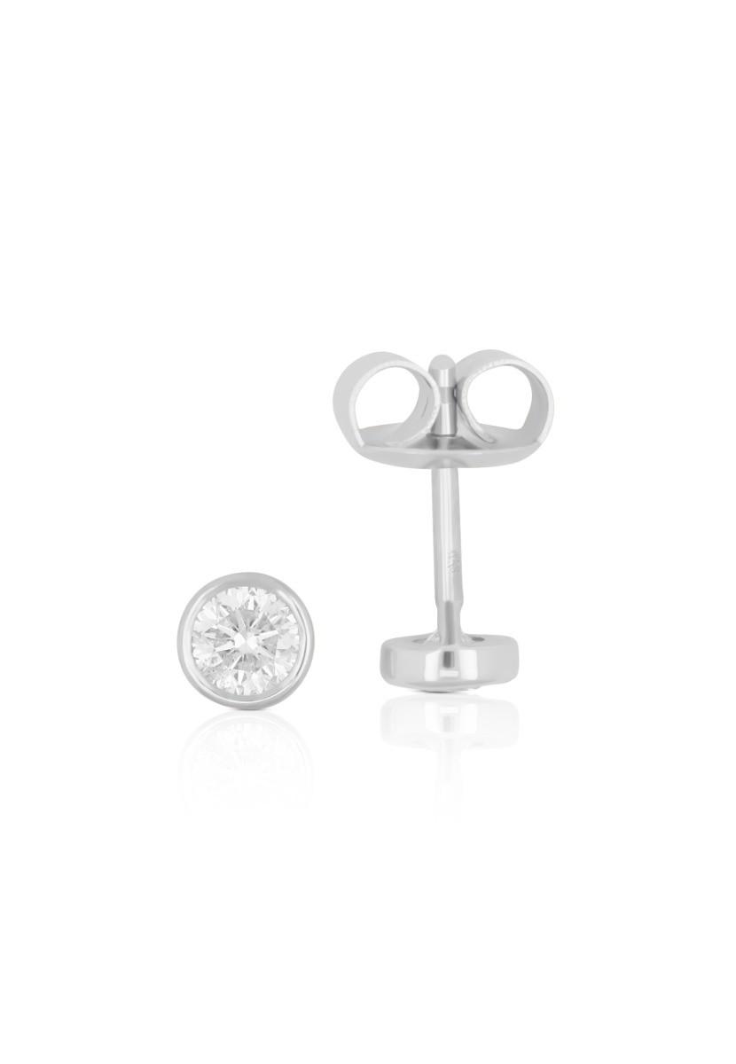 MUAU Schmuck  Clous d'oreilles solitaires monture or blanc 750 diamants 0,50ct. 6,5mm 