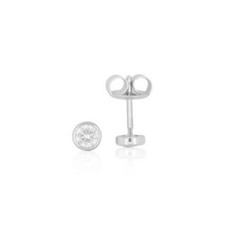 MUAU Schmuck  Clous d'oreilles solitaires monture or blanc 750 diamants 0,50ct. 6,5mm 