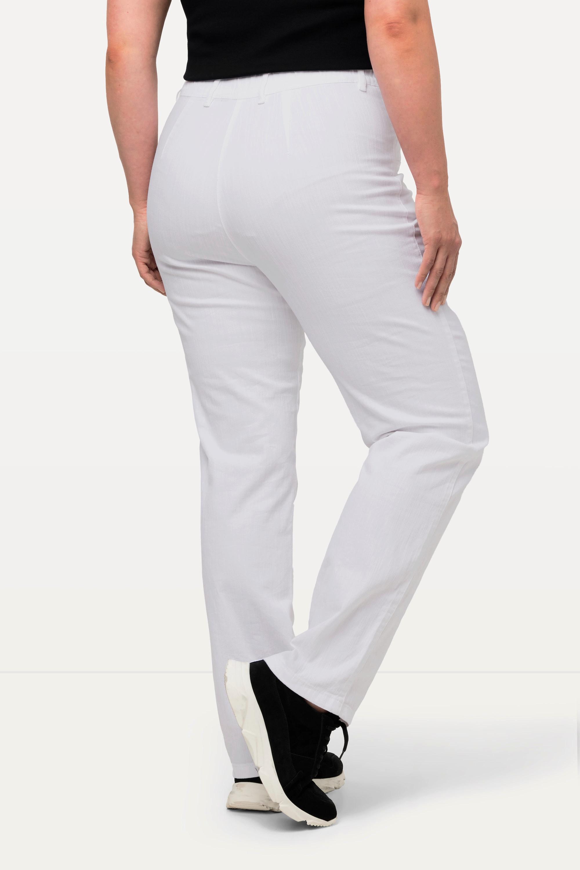 Ulla Popken  Pantaloni estivi modello Mony in tessuto piacevolmente leggero ed elasticizzato con tasche con zip 