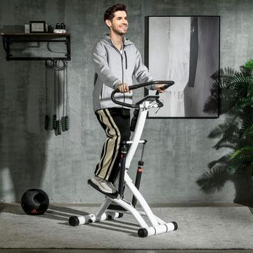Stepper Con Maniglia, Cyclette Fitness Con Schermo Lcd, Cyclette Con 12 Livelli Di Resistenza Nero + Argento 80 X 61 X 134 Cm