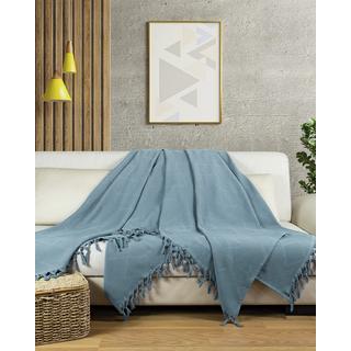 Alopini Plaid in cotone piqué a nido d'ape Frange annodate a mano  