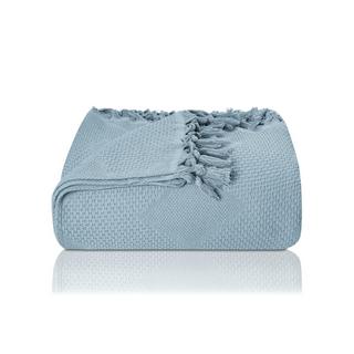 Alopini Plaid in cotone piqué a nido d'ape Frange annodate a mano  