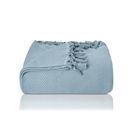 Alopini Plaid in cotone piqué a nido d'ape Frange annodate a mano  