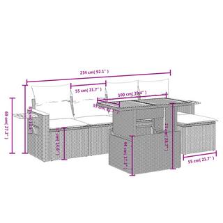 VidaXL Ensemble de canapés de jardin rotin synthétique  