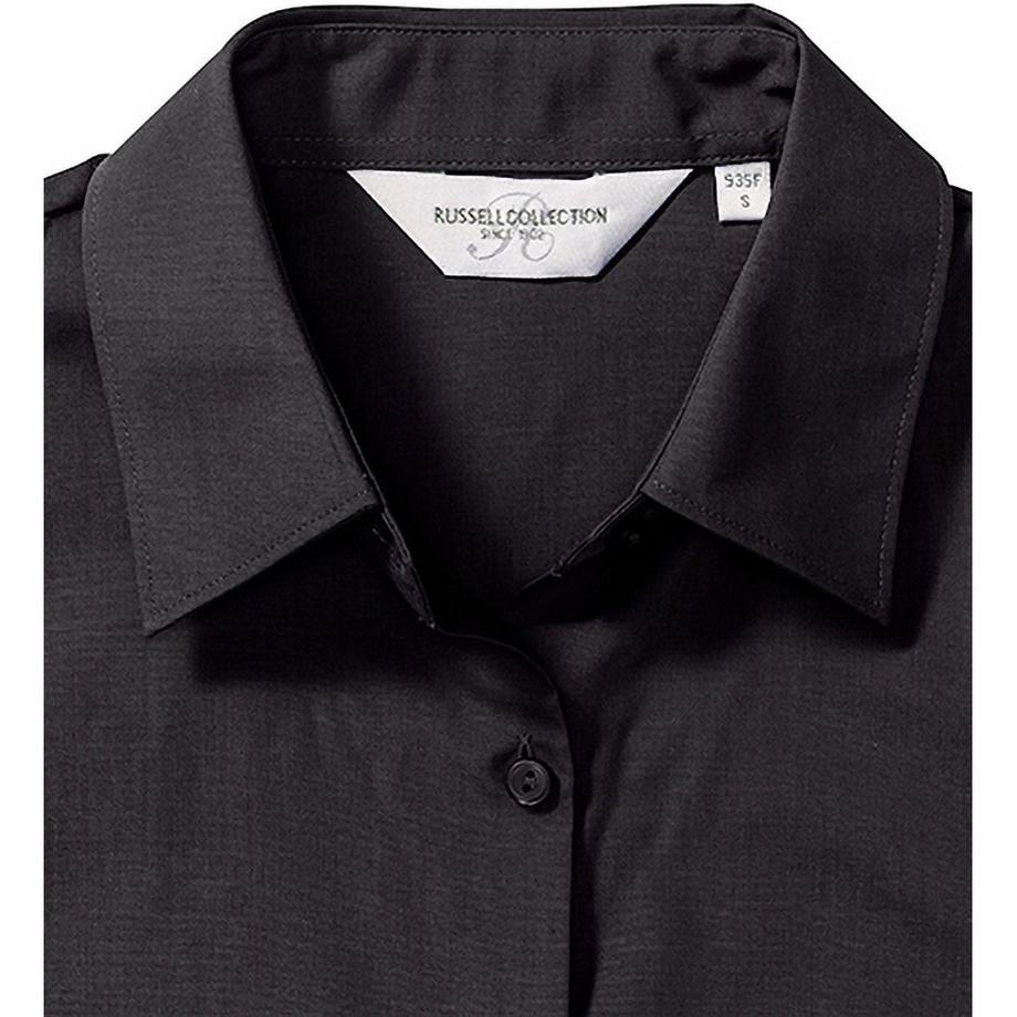 Russell Collection Popeline Kurzarm Pflegeleichte Bluse  