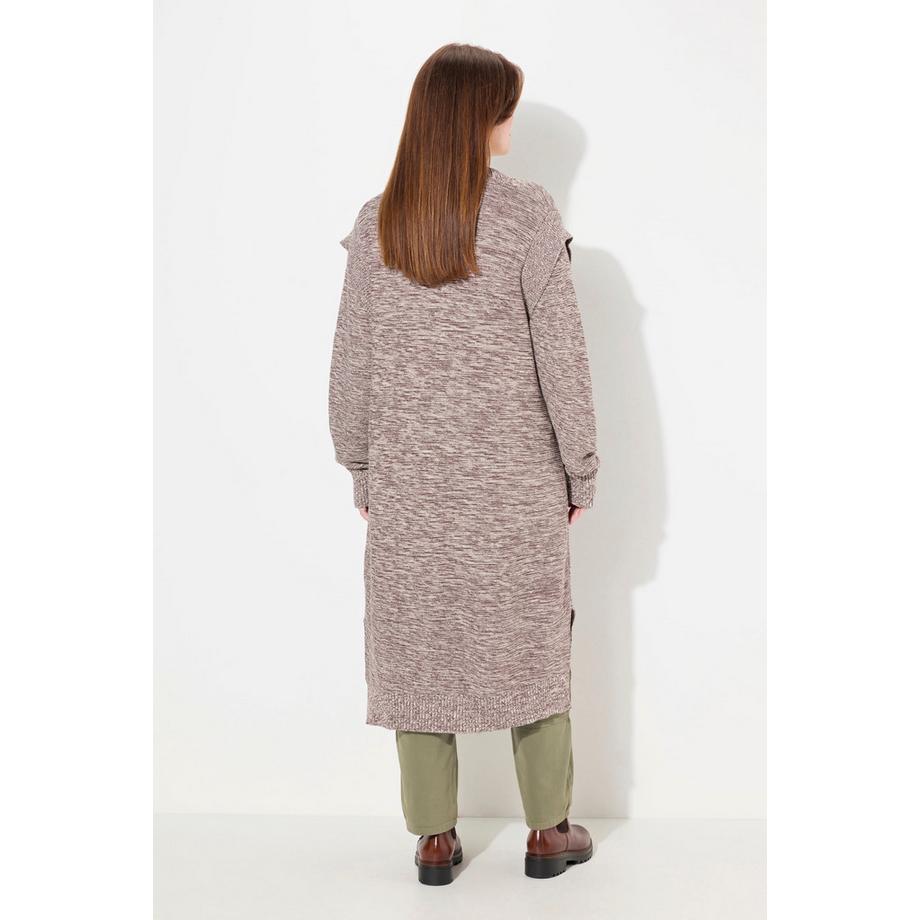 Ulla Popken Cardigan lungo aperto in maglia cotone biologico  