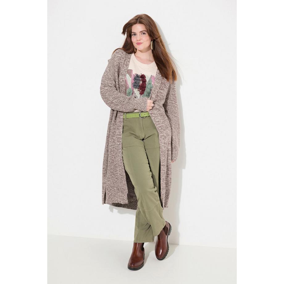 Ulla Popken Cardigan lungo aperto in maglia cotone biologico  