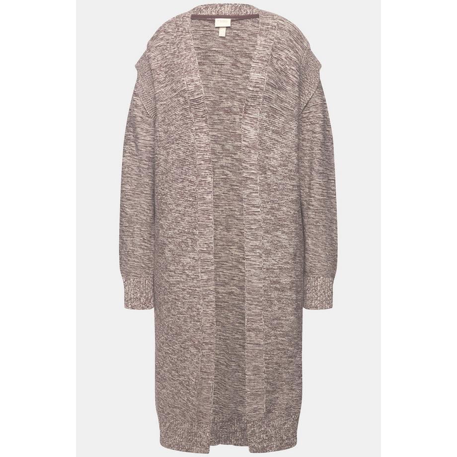 Ulla Popken Cardigan lungo aperto in maglia cotone biologico  