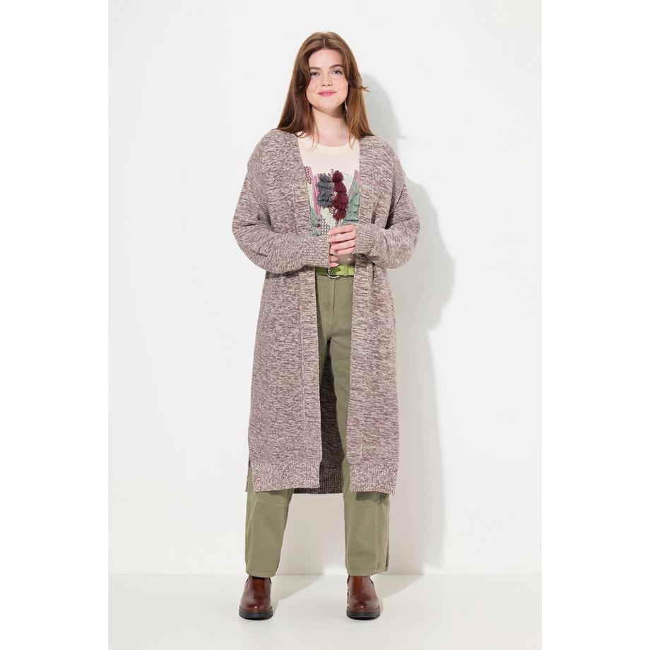 Ulla Popken Cardigan lungo aperto in maglia cotone biologico  