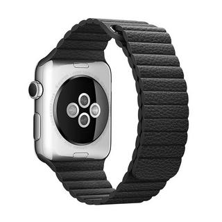 Cover-Discount  Apple Watch 42/44/45/49 mm - Cinturino in pelle con anello magnetico nero 