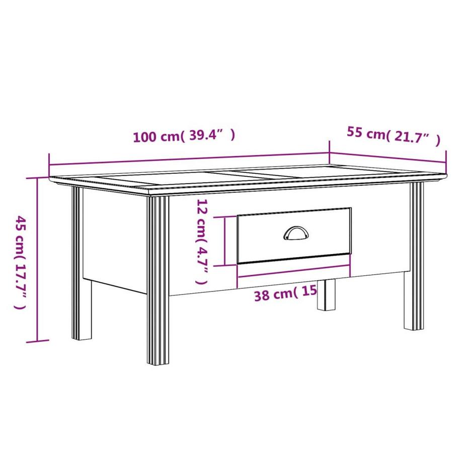 VidaXL Couchtisch kiefernholz  