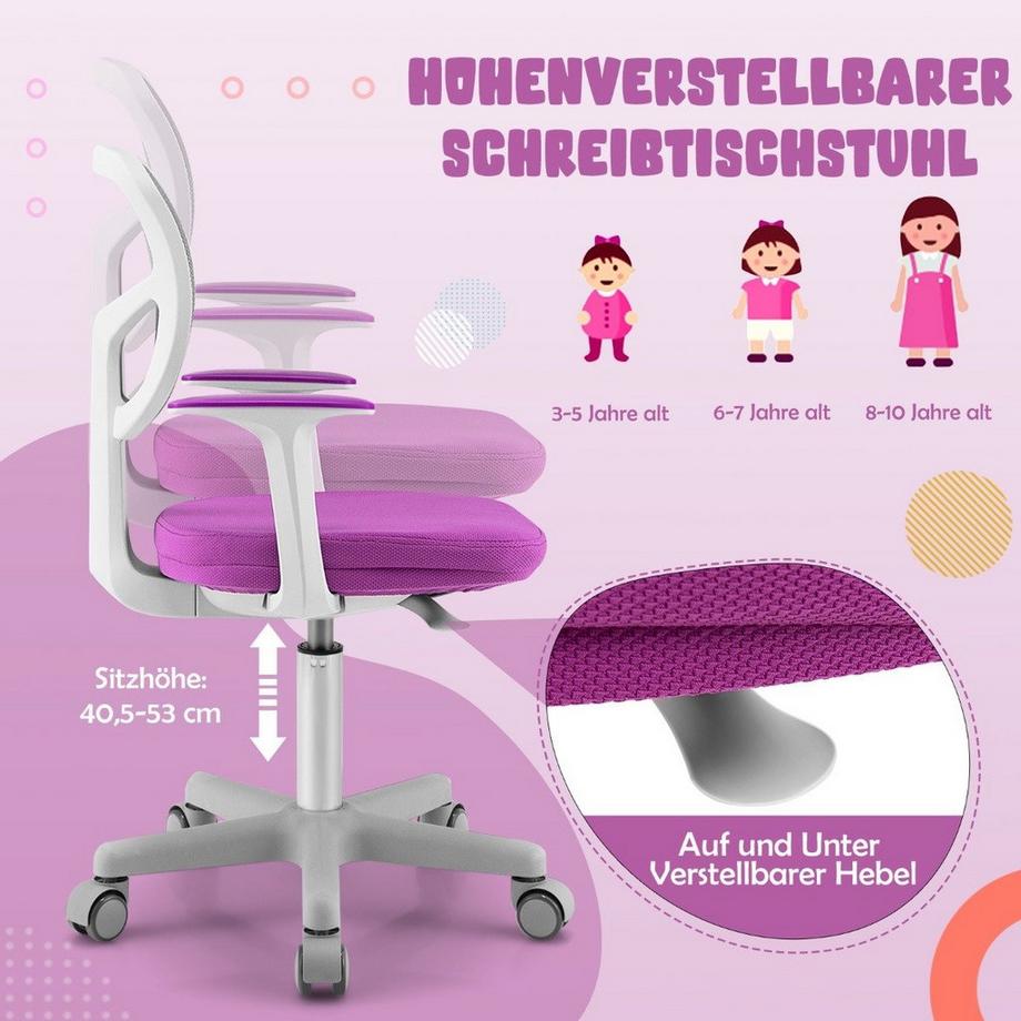 Northix Sedia da scrivania per bambini Sedia da computer per bambini con altezza regolabile Verde Viola  