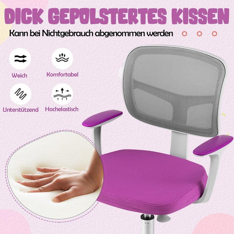 Northix Sedia da scrivania per bambini Sedia da computer per bambini con altezza regolabile Verde Viola  