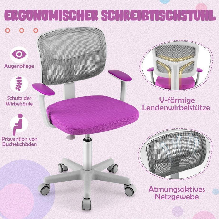 Northix Sedia da scrivania per bambini Sedia da computer per bambini con altezza regolabile Verde Viola  