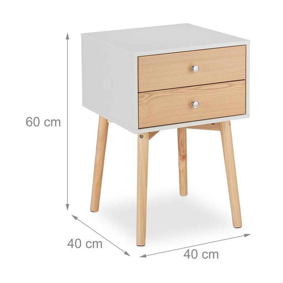 B2X Comodino bianco con 2 cassetti  