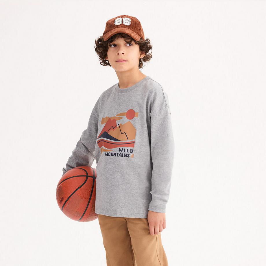 La Redoute Collections  Shirt mit langen Ärmeln und Bergmotiv 