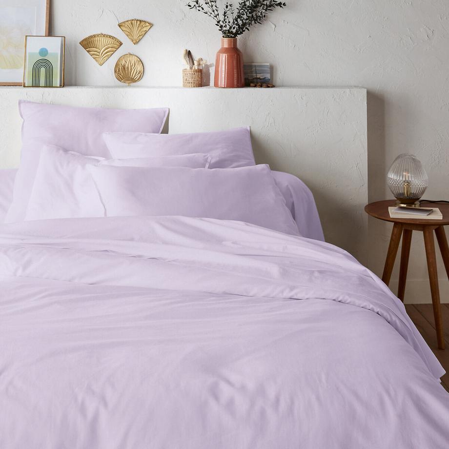 Housse de couette unie en coton lavé